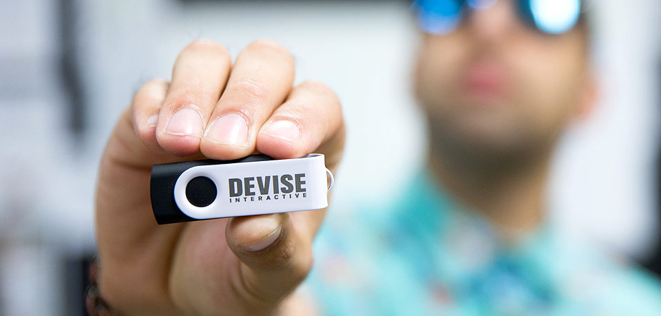 Dalip Jaggi with a Devise Interactive Thumb Drive